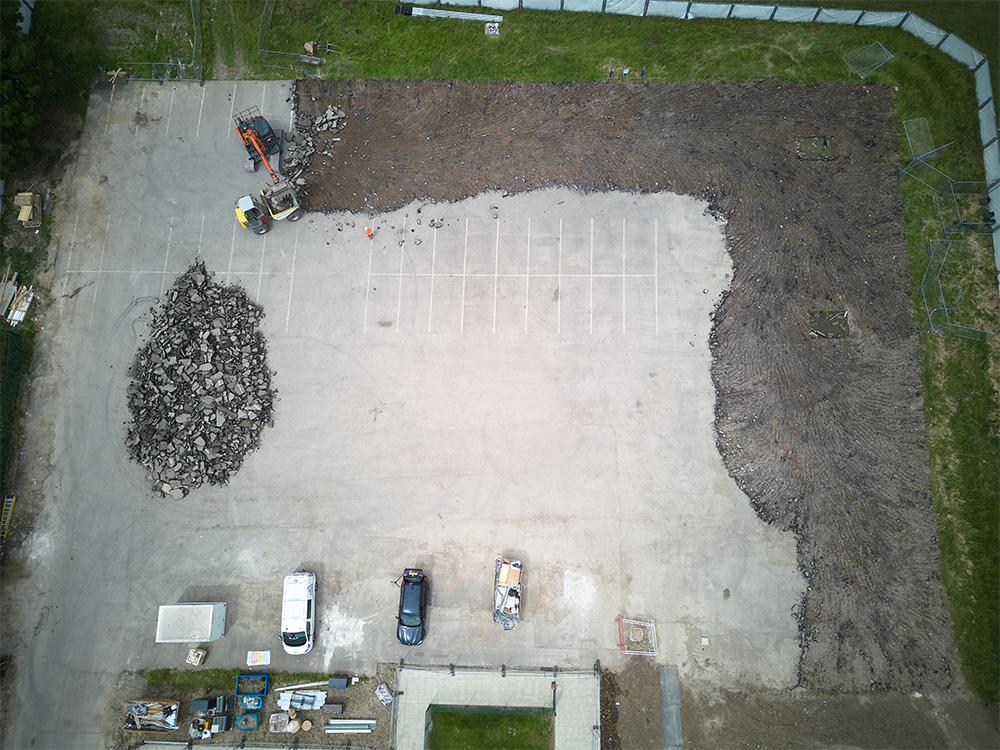 Sandy Secondary School MAC Groundwork Contractors 3G Sports Pitch Artificial Turf Excavation Works Groundwork for 3G sports pitch installed by MAC Groundwork for Sandy Secondary School