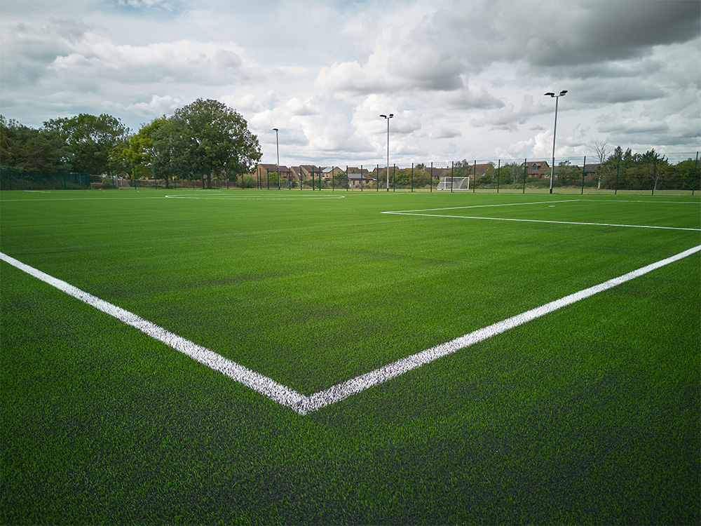 Sandy Secondary School MAC Groundwork Contractors 3G Sports Pitch Artificial Turf Side 3G sports pitch installed by MAC Groundwork for Sandy Secondary School