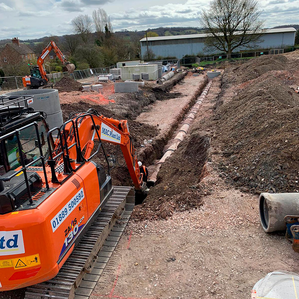 Civils and groundworks, finishing concrete foundations for commercial site at Bet365 Stadium, Stoke-on-Trent.