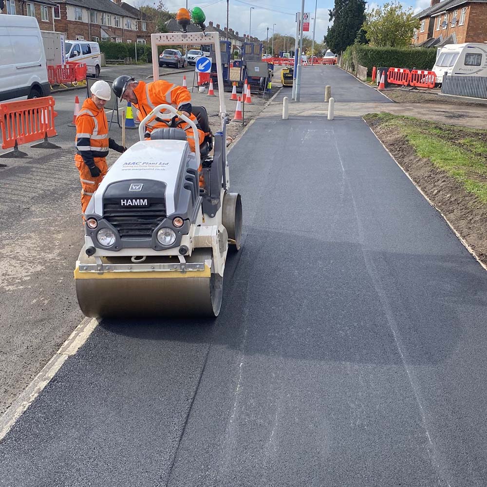 MAC Groundwork Contractors Surfacing Specialists in Asphalt Pavements Civils and groundworks, finishing concrete foundations for commercial site at Bet365 Stadium, Stoke-on-Trent.