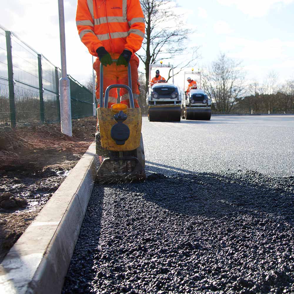 MAC Groundworks Road and Pavement Repairs Civils and groundworks, finishing concrete foundations for commercial site at Bet365 Stadium, Stoke-on-Trent.