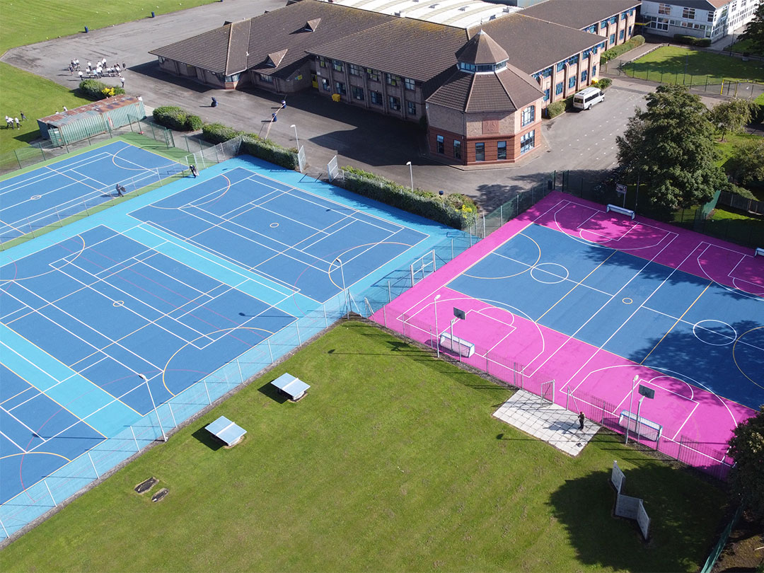 Completed tennis courts for Chesterfield High School by MAC Groundwork