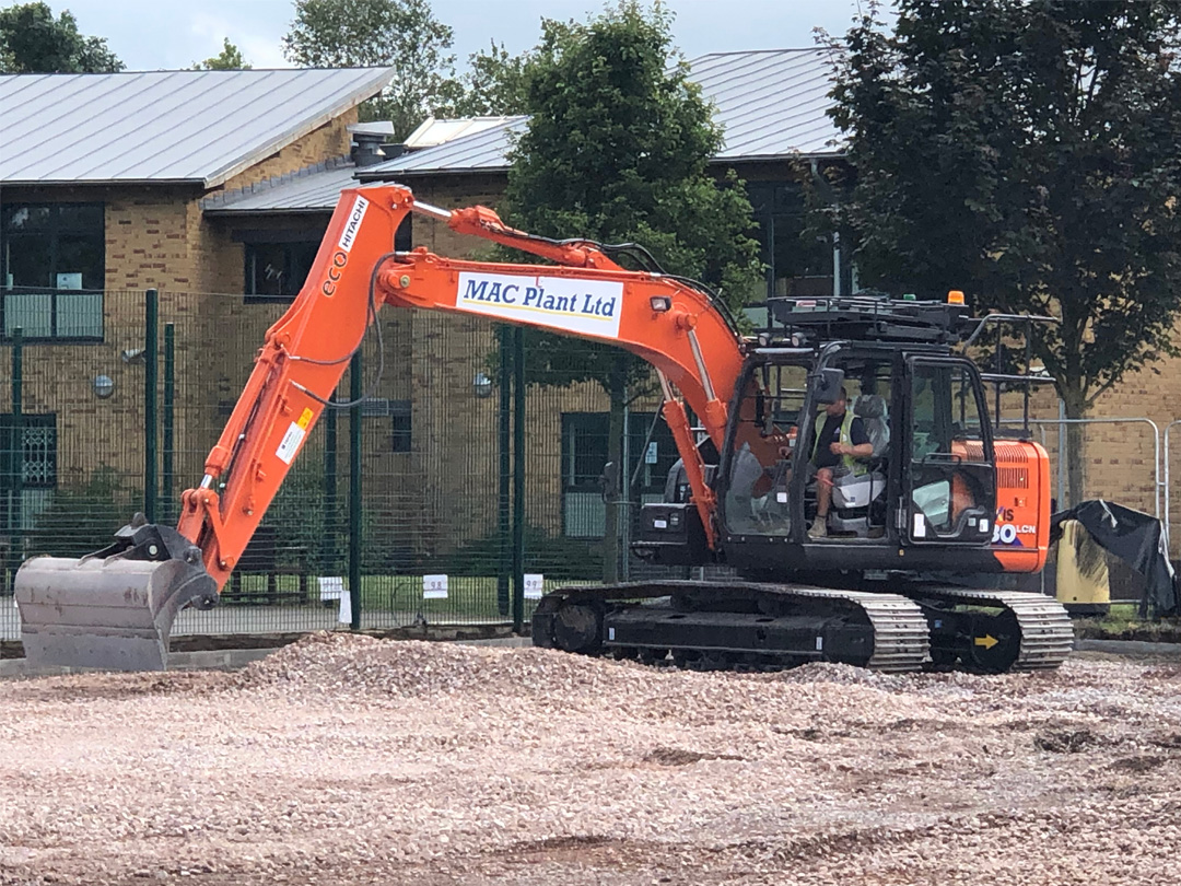 Cotham School Sports Pitch – MAC Groundwork Contractors 2 Digger carrying out groundwork for the Cotham School sports pitch by MAC Groundwork