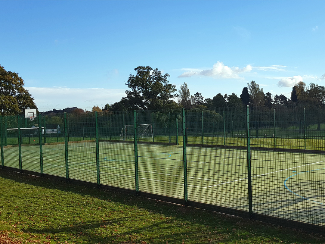 Manor Farm Multi-Use Games Area – MAC Groundwork Contractors-3 Exterior view of the finished result of Manor Farm multi-use games area sports pitch by MAC Groundwork