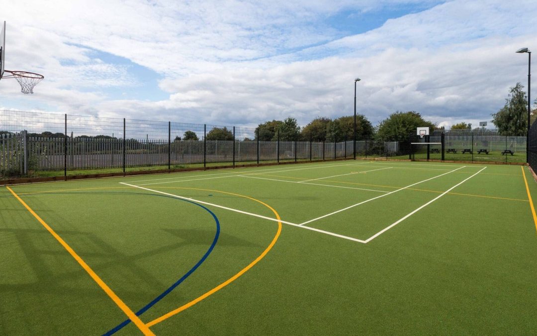 Finished result of Manor Farm multi-use games area sports pitch by MAC Groundwork