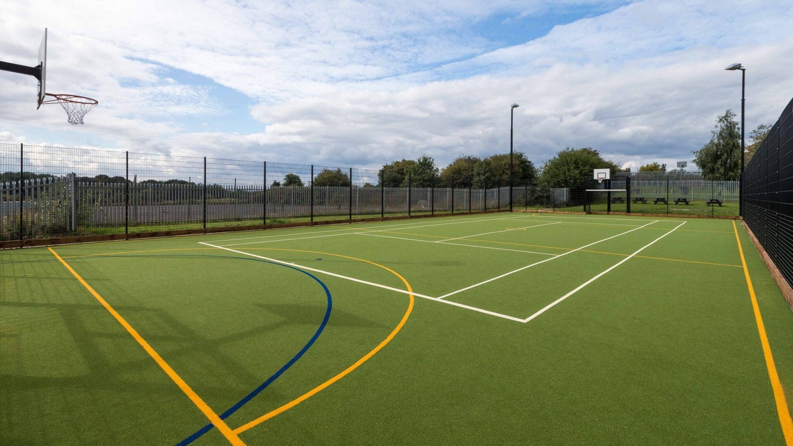 Finished result of Manor Farm multi-use games area sports pitch by MAC Groundwork